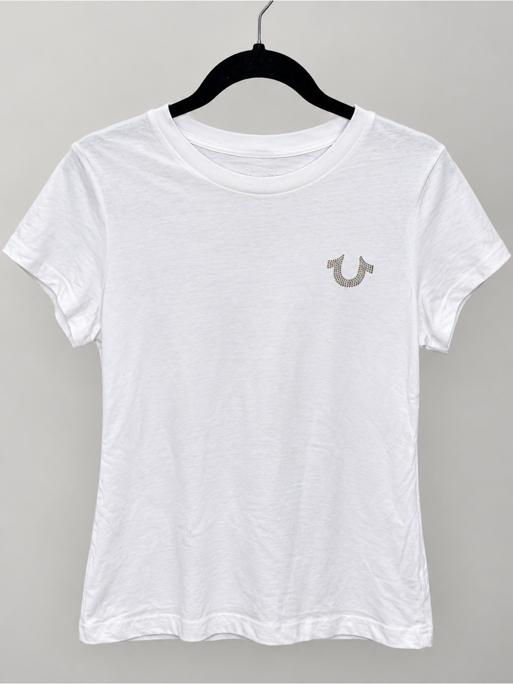 True Religion Women’s White Rhinestone Logo Graphic T-Shirt NWT